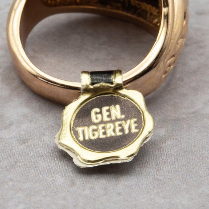 Vintage Ring 1980s Mens Genuine Tiger Eye 18kt Gold Electroplated Ring Unisex Jewelry Gift for Men Dad Husband Father's Day Gift Men's Rings