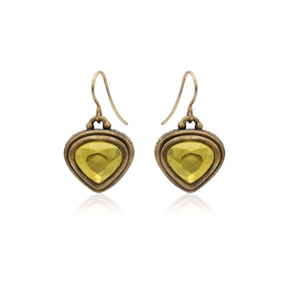 Vintage Oscar De La Renta Antique Brushed Gold Bead Dangle Post Earrings #OSE-2406