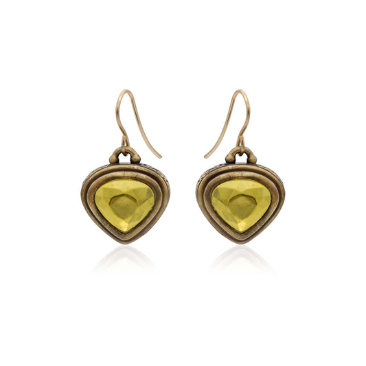 Vintage Oscar De La Renta Antique Brushed Gold Bead Dangle Post Earrings #OSE-2406