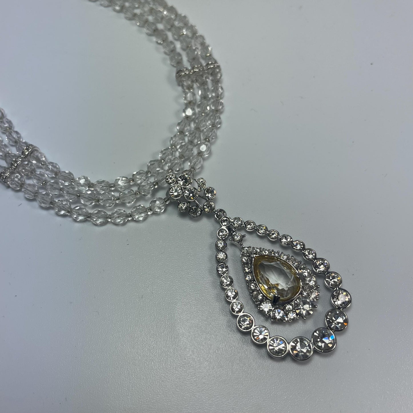 Vintage Oscar De La Renta Beautiful 16" Yellow & ClearAustrian Crystal Necklace Antique Jewelry Designer Antique Jewelry for Women Bride
