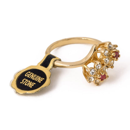 Women's Vintage 1970s Star Flower Cluster Ring set with Genuine Ruby or Austrian Crystals Made in USA