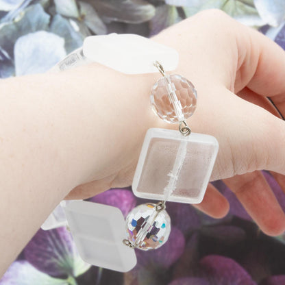 Vintage Oscar De La Renta Frosted & Clear Lucite Bracelet Antique Elegant Lightweight