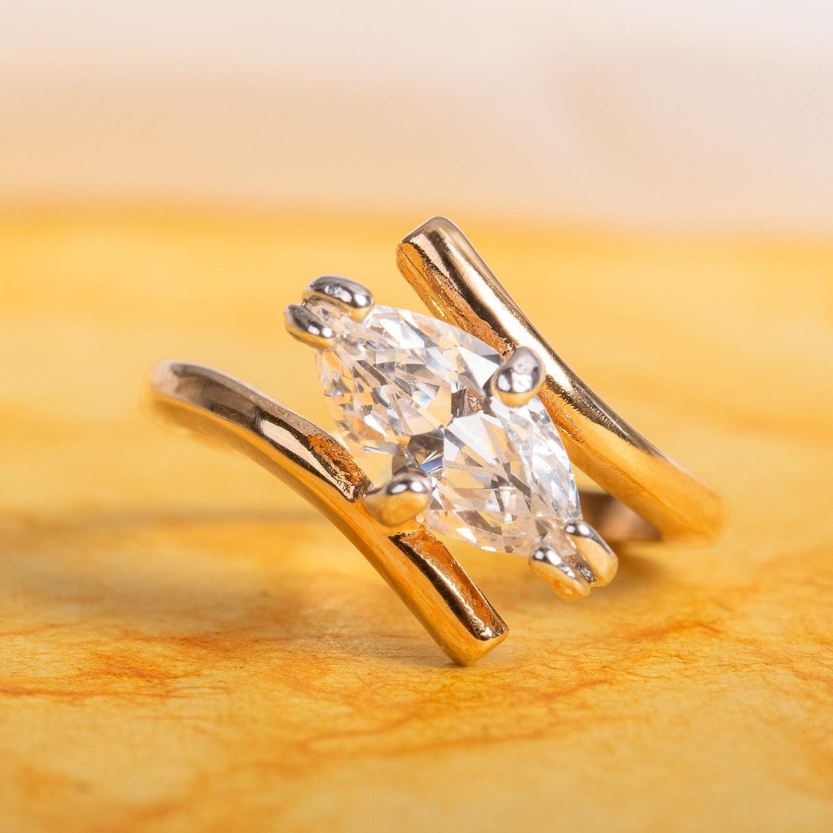 Vintage Marquise East West Setting Cubic Zirconia Ring 2 Ct Solitaire Engagement Ring