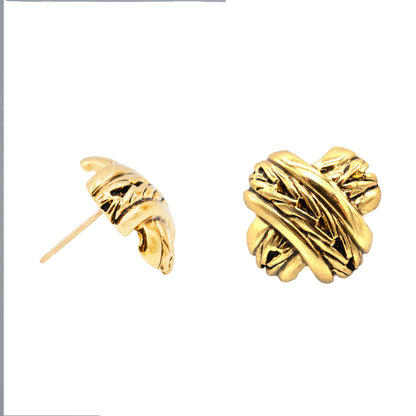 Vintage Oscar De La Renta X Gold Tone Earrings Stamped with OSCAR Logo #OSE-610