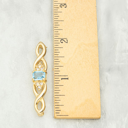 Vintage Brooch Pin Aquamarine 18kt Gold Electroplated Antique Womans Jewelry March Birtstone Jewelry