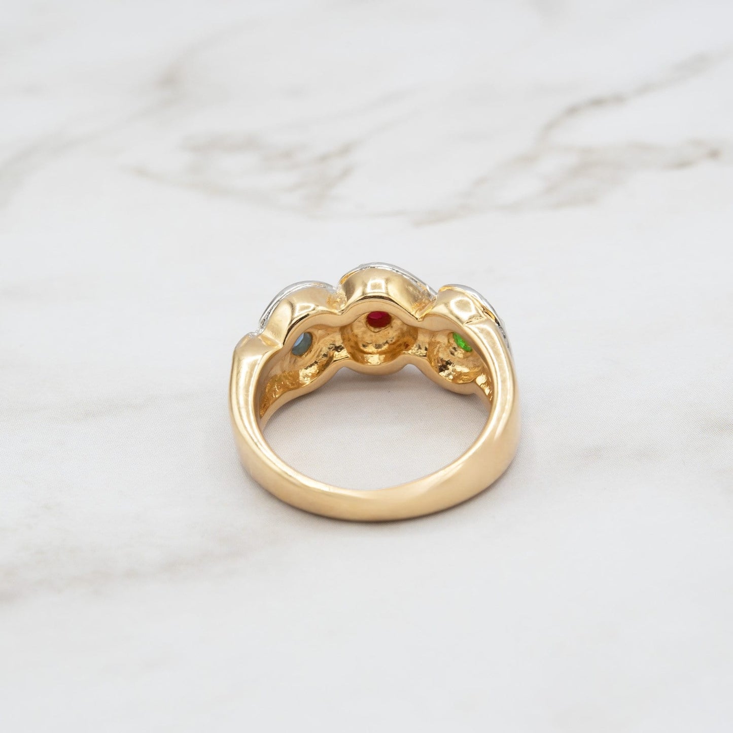 Women's Vintage Ring Pearl or Multi Color Emerald, Sapphire, Ruby Crystal Cocktail Band Ring