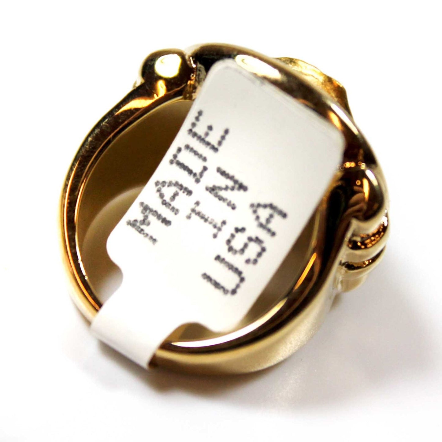Vintage Womens Gold Cameo 18k Yellow Gold Electroplated Ring Hand Painted Epoxy Made in USA Victorian Rings Silhouette Cameo