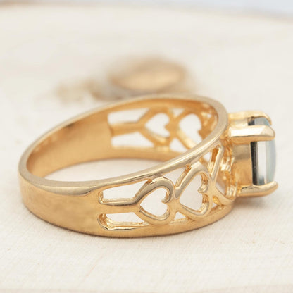 Vintage Ring Retro Design Ring 18k Gold Electroplated Antique Jewelry for Women Heart Cutout Band Gold