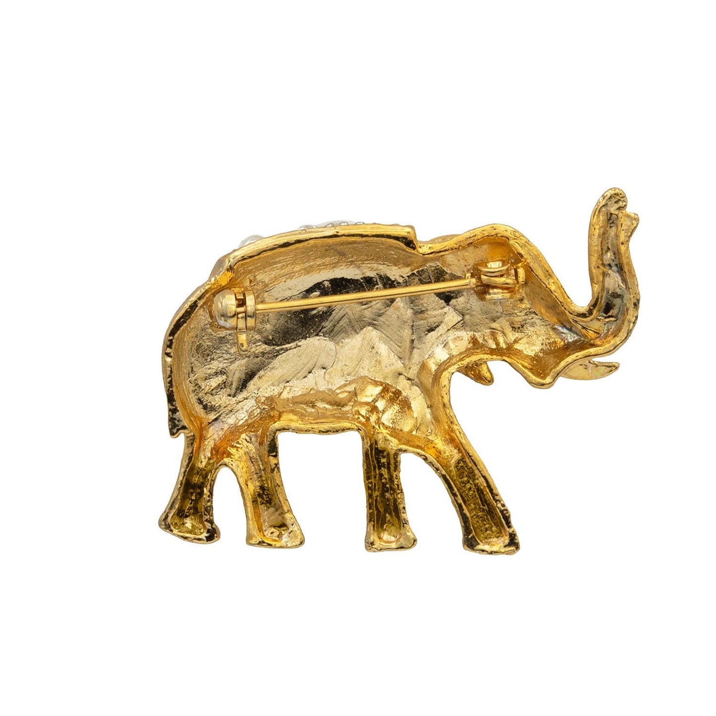 Vintage Women's Brooch Pin Elephant Clear Crystals & Ruby Eye Good Luck Only One Available
