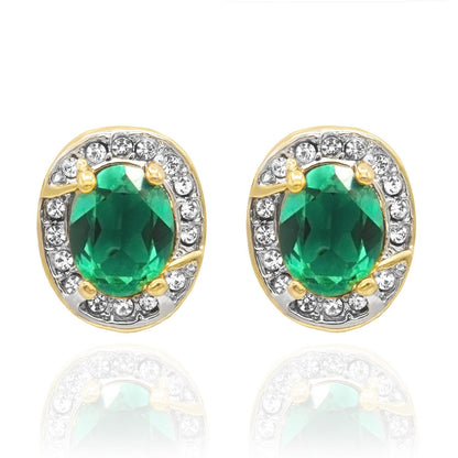 Vintage 18k Gold Electroplated Ruby and Clear Swarovski Crystal Post Earrings jewelry image 1