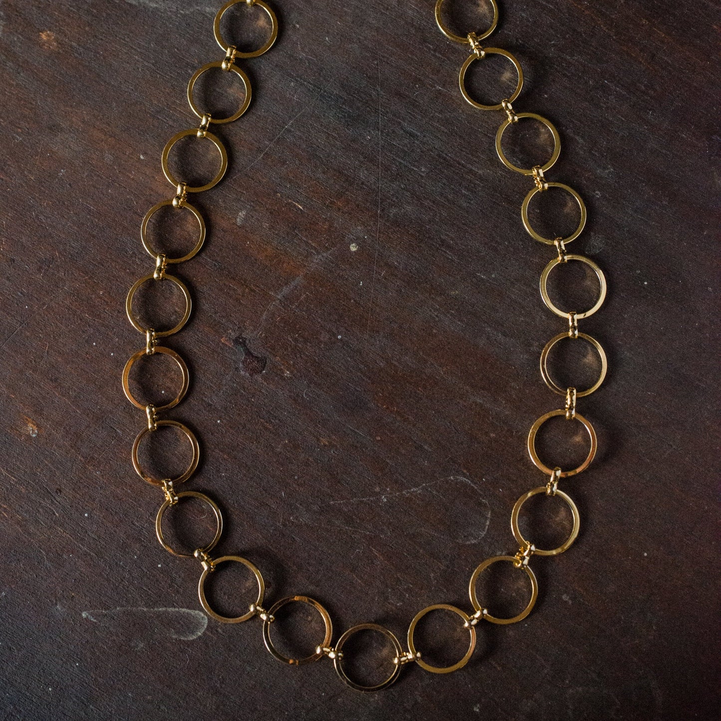 Vintage Designer Oscar de la Renta Linked 16 Inches Long 1/2" Rounds Necklace OSN-115LG