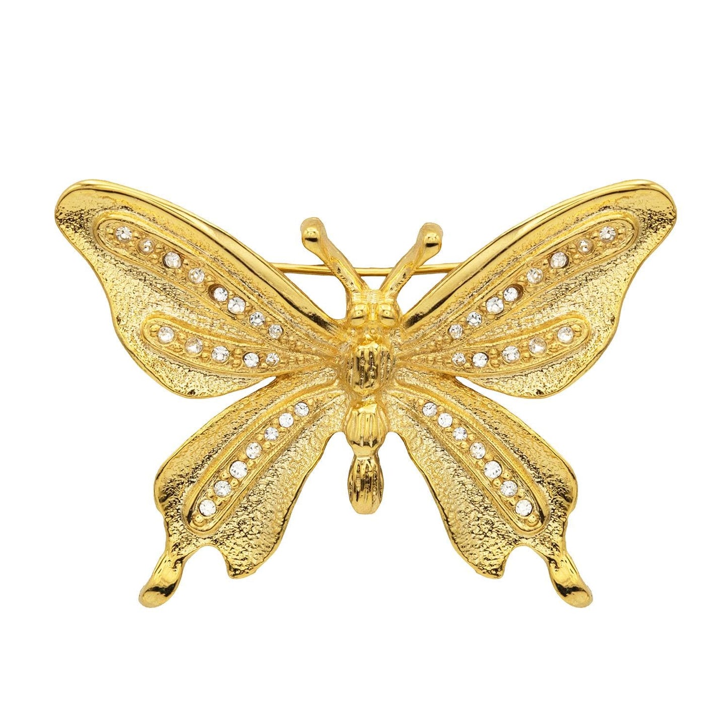 Women's Vintage Butterfly Brooch Pin Austrian Crystals Antique Style Gold Plated