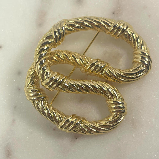 Vintage Brooch Rope Pin Brooch Design 18k Gold Plated Antique Womans Jewelry Nautic Style Lapel Pin Coat Jacket Brooch