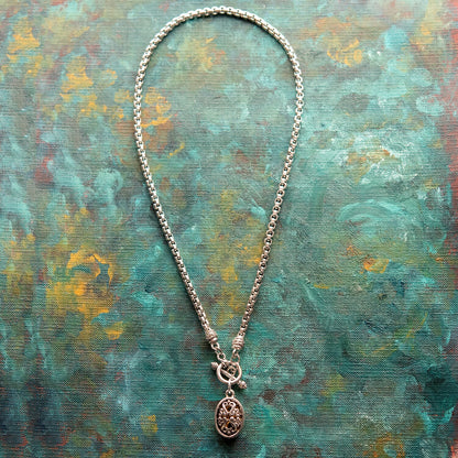 Vintage Oscar De La Renta 16 Inch Yellow and White Gold Tone Pendant Necklace #OSN-445-WY