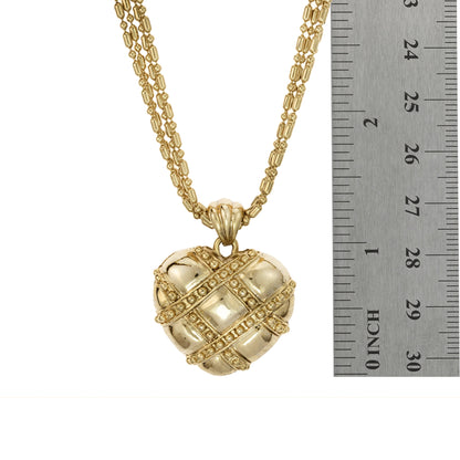 Womens Vintage Oscar De La Renta Yellow and White Gold Heart Pendant Necklace, 24 Inch Valentine's Day Gifs