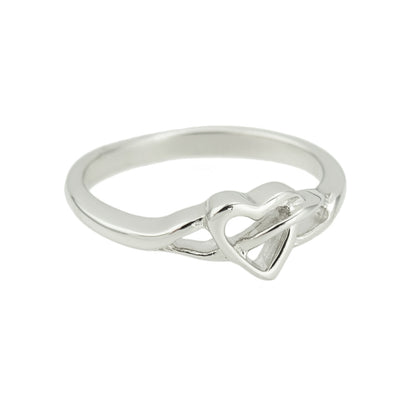 Vintage 1980s Heart 18kt White Gold Electroplated Ring Made in USA