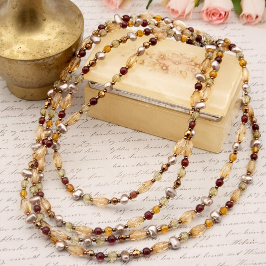 Vintage Oscar De La Renta Freshwater Pearl with Glass and Resin Beads. Antique Jewelry Designer Jewelry
