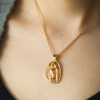 Vintage Gold Astrology Zodiac Pendant Necklace