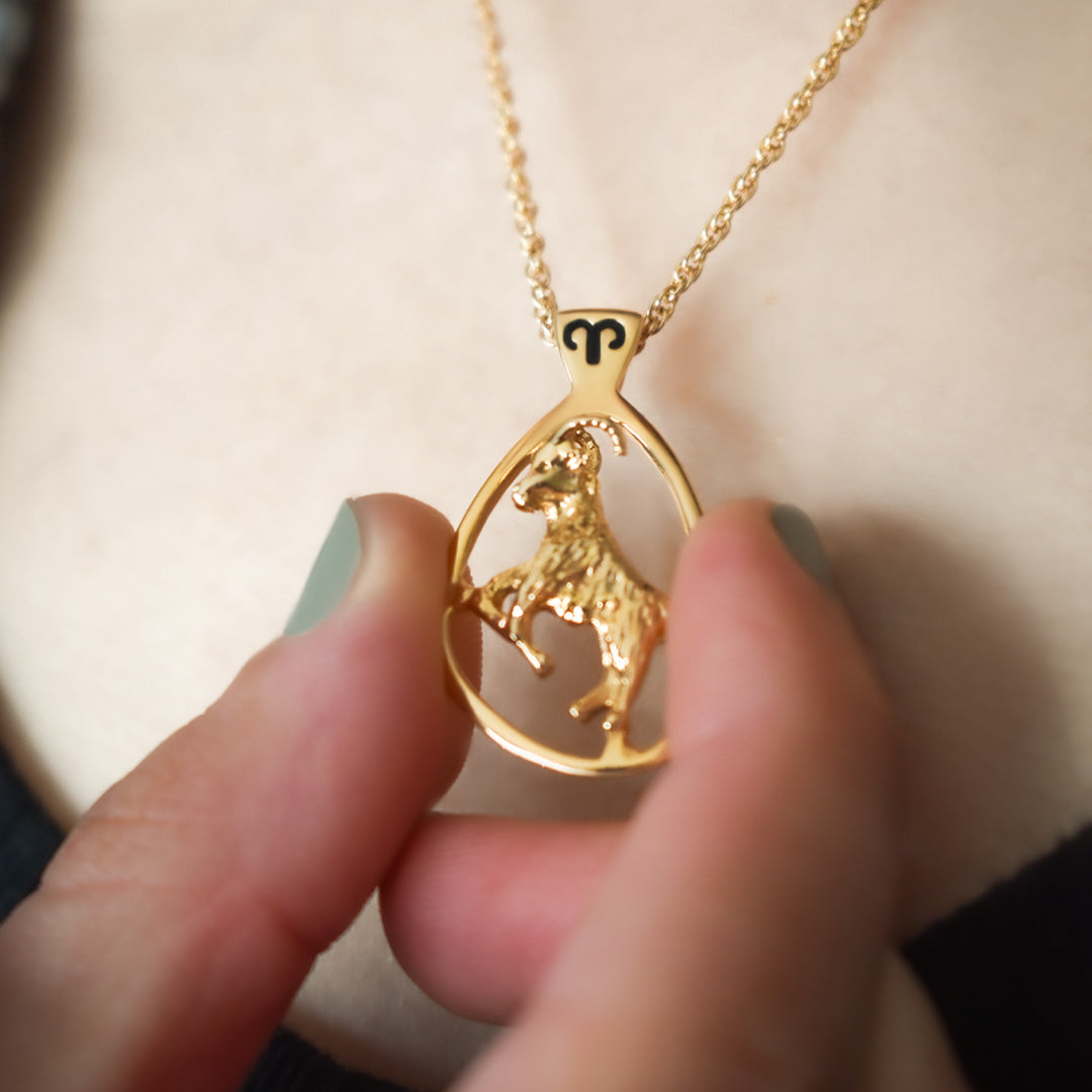 Vintage Gold Astrology Zodiac Pendant Necklace