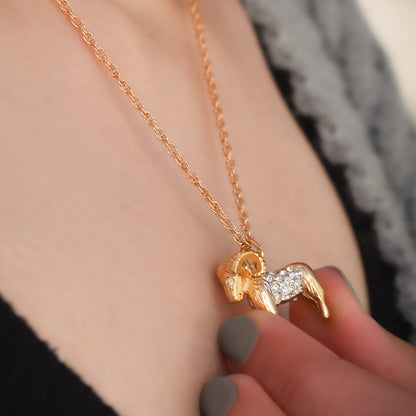 Vintage Gold Electroplated Zodiac Pendant Necklace with Austrian Crystals jewelry image 1
