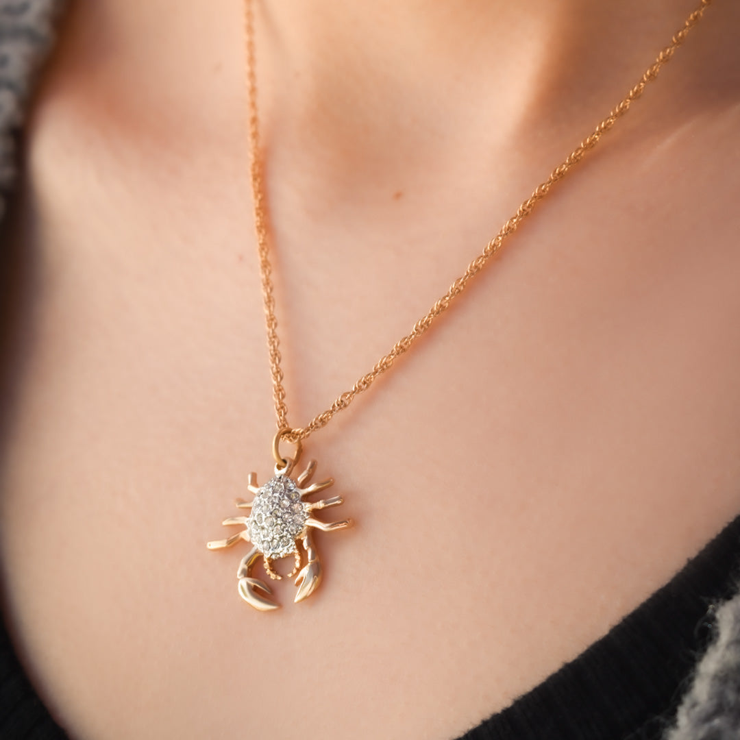Vintage Gold Electroplated Zodiac Pendant Necklace with Austrian Crystals jewelry image 1