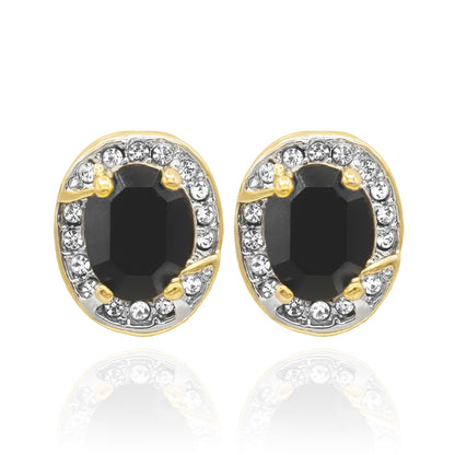 Women's Vintage Austrian Crystal Post Earrings Gold Electroplated Pierced Earrings