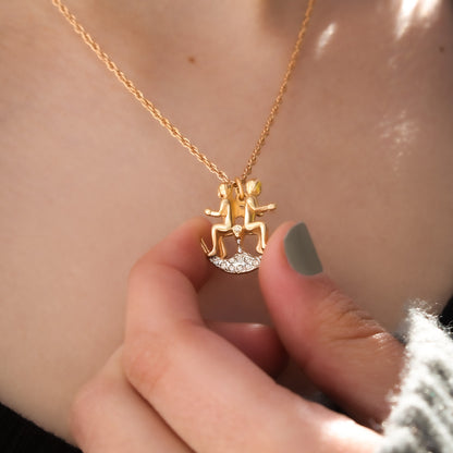 Vintage Gold Electroplated Zodiac Pendant Necklace with Austrian Crystals jewelry image 1