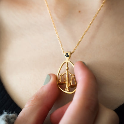 Vintage Gold Astrology Zodiac Pendant Necklace