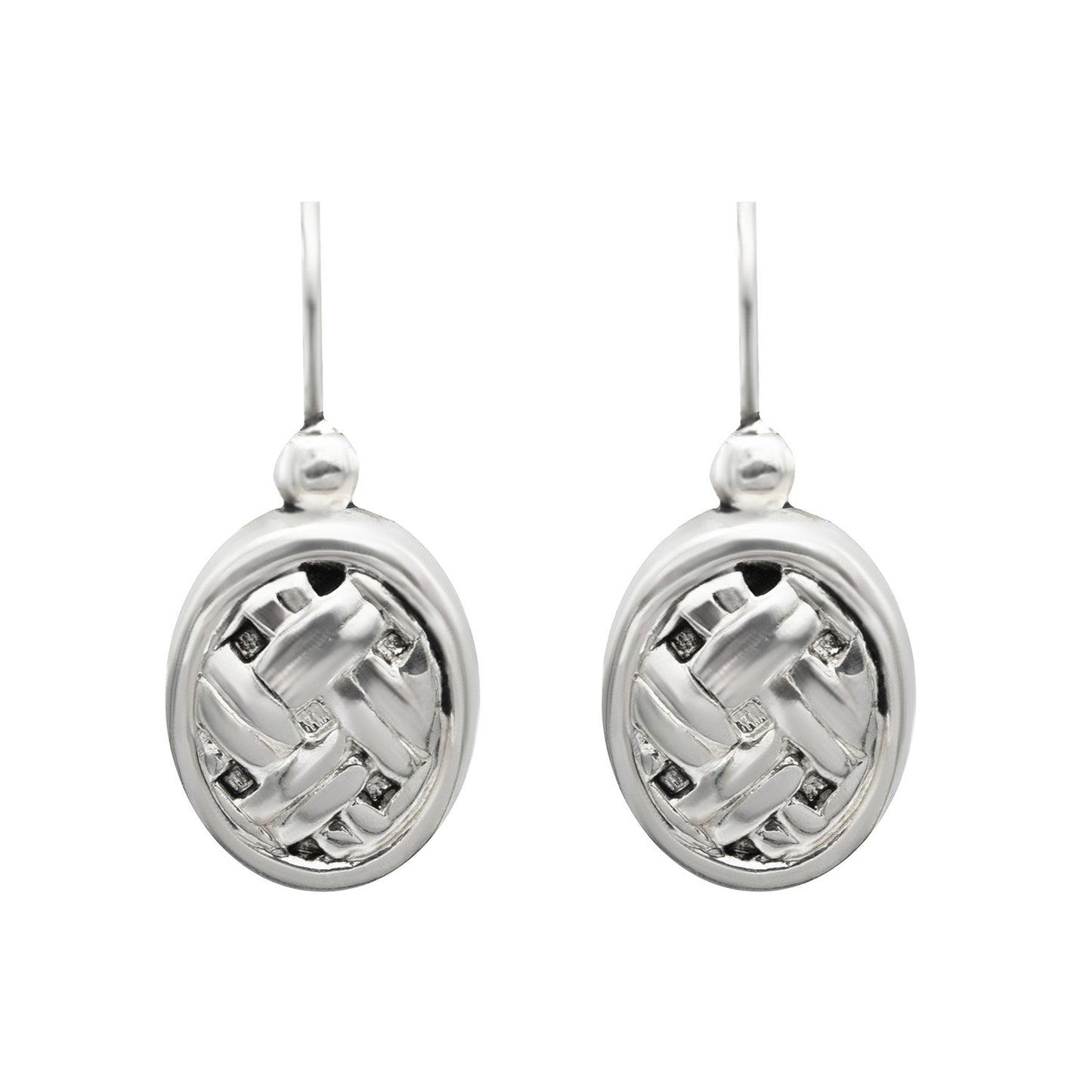 Vintage Oscar De La Renta Antiqued White Gold Tone Dangling Weave Lever Back Earrings jewelry image 1