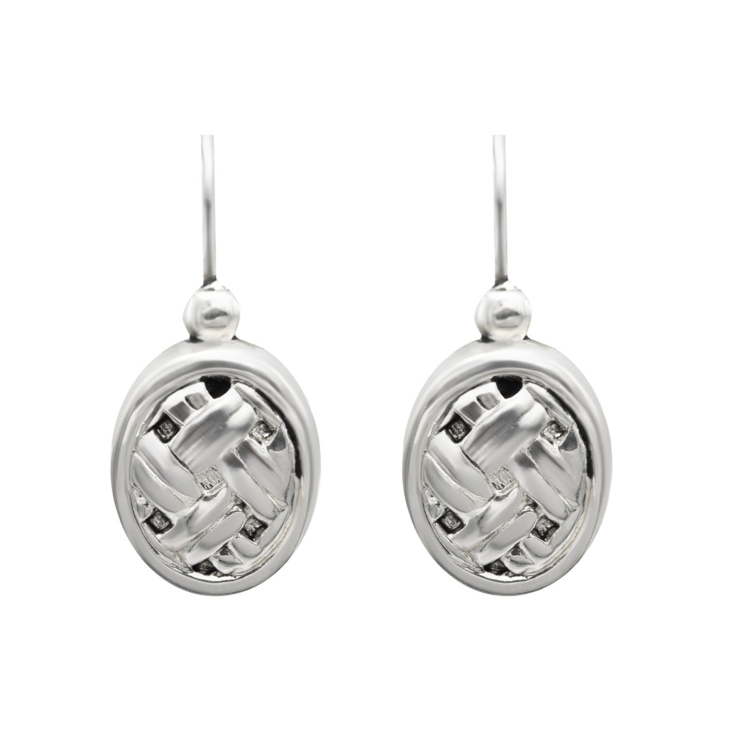 Vintage Oscar De La Renta Antiqued White Gold Tone Dangling Weave Lever Back Earrings jewelry image 1