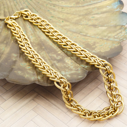 Vintage Oscar De La Renta 17 Inch Yellow or White Gold Plated Link Chain Necklace Women's Vintage Designer