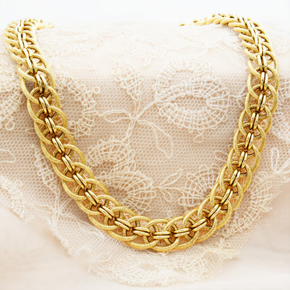 Vintage Oscar De La Renta 17 Inch Yellow or White Gold Plated Link Chain Necklace Women's Vintage Designer