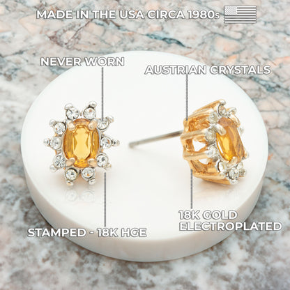 Vintage Austrian Crystal Post Earrings E1291