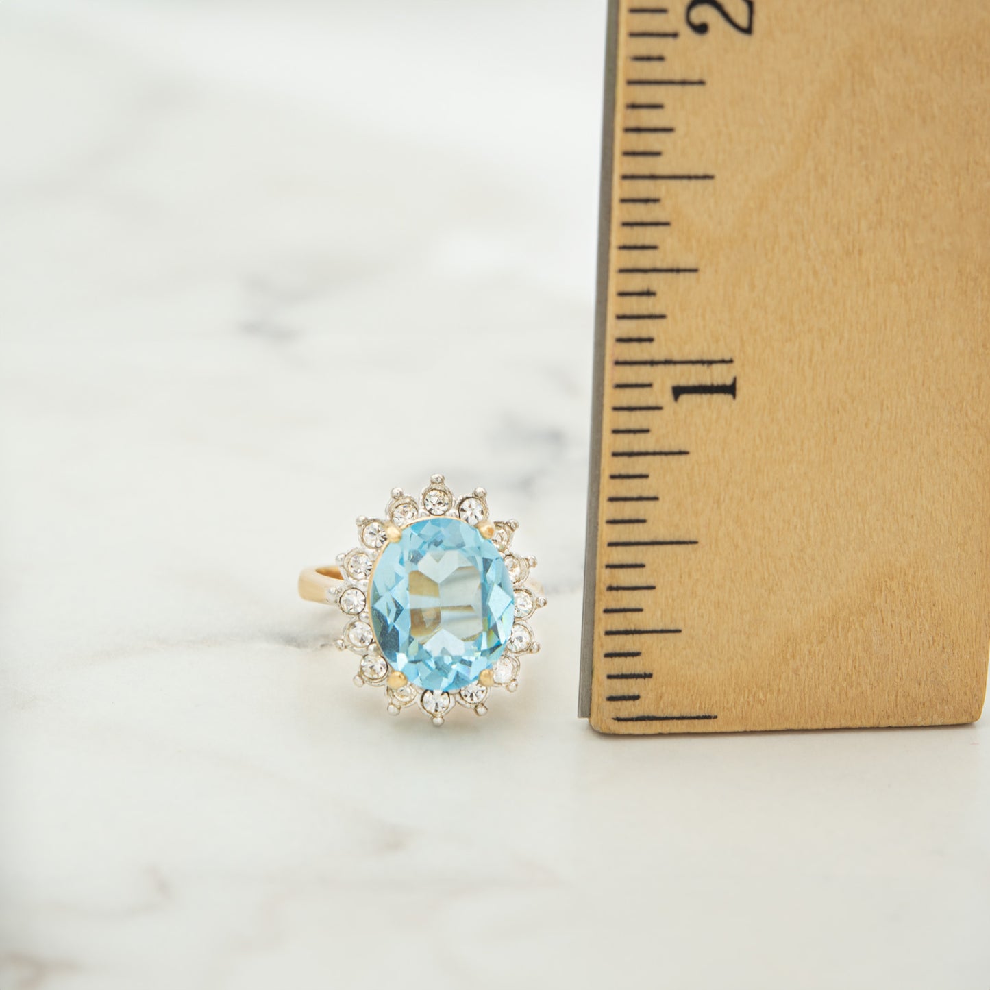 Vintage Ring Austrian Crystal Cocktail Ring 18k Gold #R1222- Never Worn Statement Cocktail Womans Antique Rings