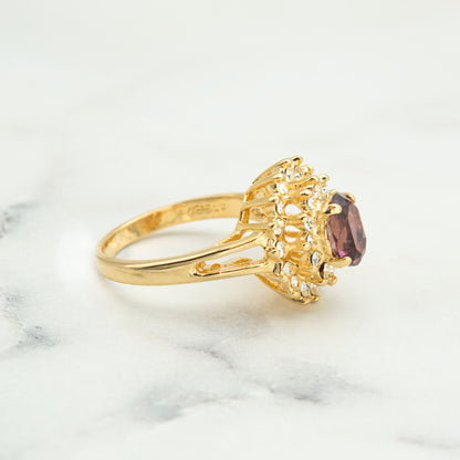 Vintage Ring Austrian Crystal Cocktail Ring 18k White Gold R1352 Antique Womans Jewelry