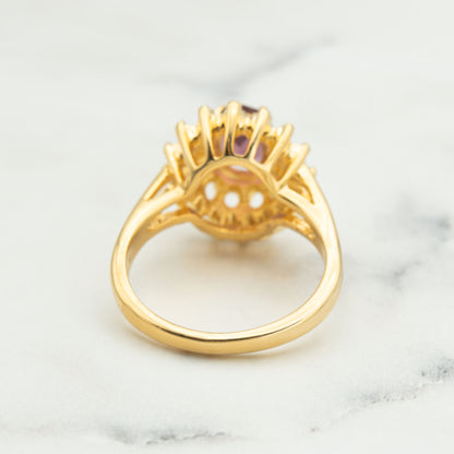 Vintage Ring Austrian Crystal Cocktail Ring 18k White Gold R1352 Antique Womans Jewelry