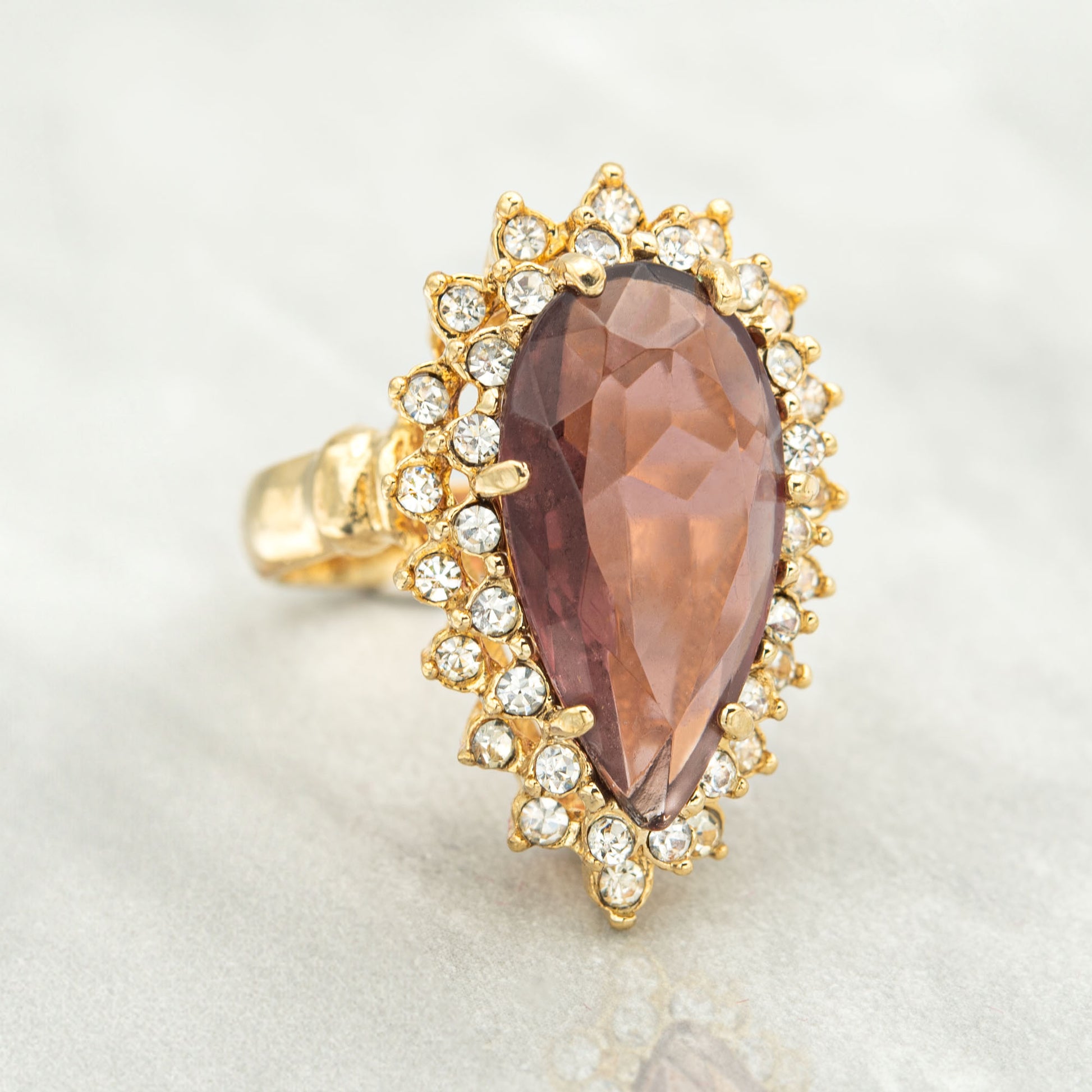 Victorian Style Amethyst Austrian Crystal Cocktail Ring – 18k Gold Electroplated #R212 jewelry image 1