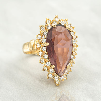 Victorian Style Amethyst Austrian Crystal Cocktail Ring – 18k Gold Electroplated #R212 jewelry image 1