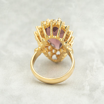 Victorian Style Ring Austrian Crystals 18k White or Yellow Gold Cocktail Ring Antique Womans #R212