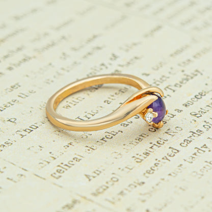 Vintage Ring Cabochon Genuine or Austrian Crystal Ring 18k Gold R686 - Limited Stock - Never Worn Womans Jewelry Gold Dainty Ring