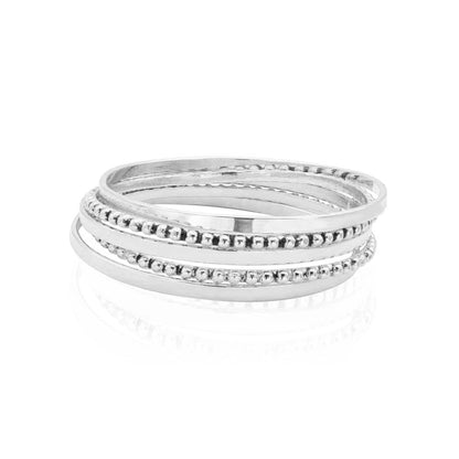 Vintage Set of Five - 5 - Gold or Silver Bangles Variety 7 Inch Diameter Bracelets #OS116