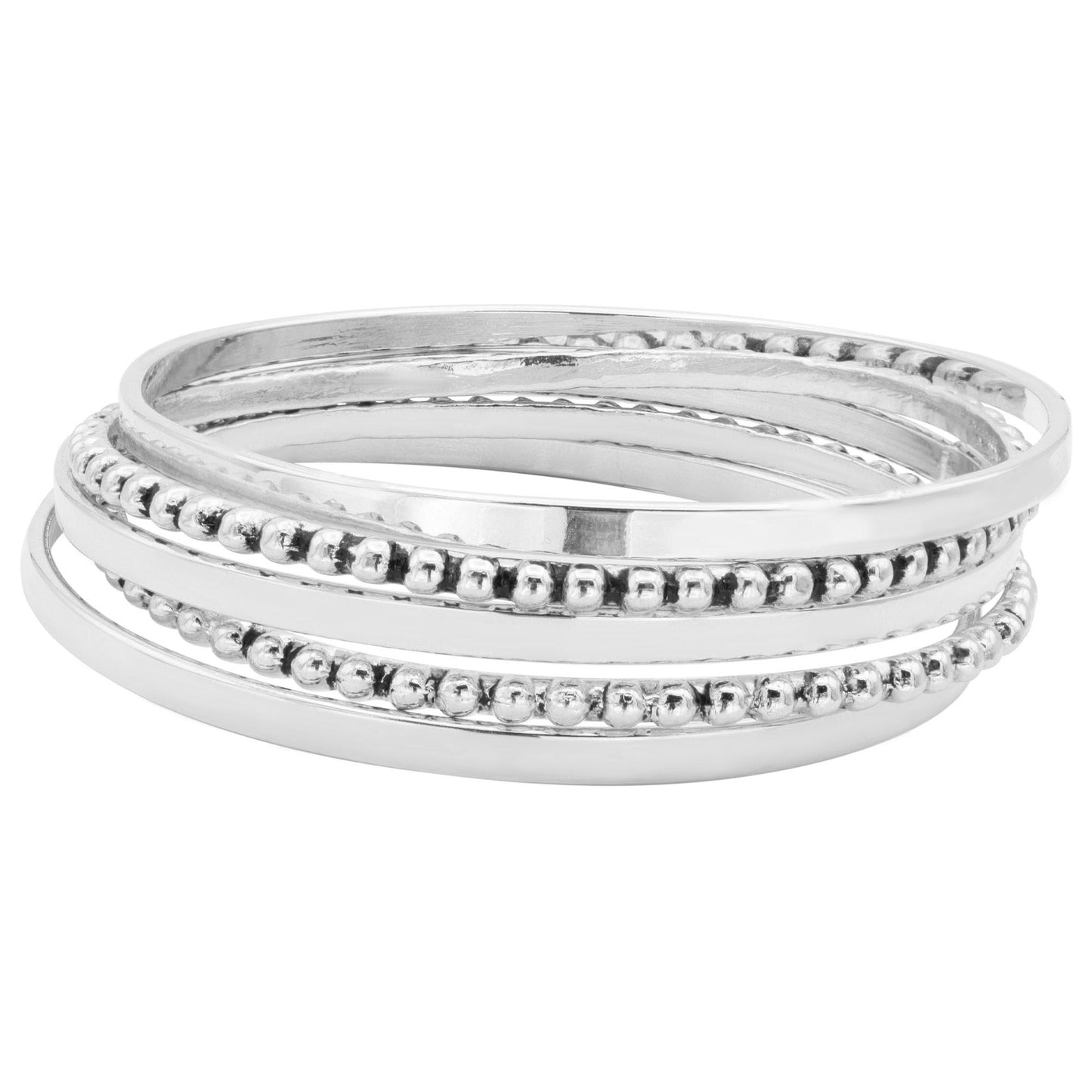 Vintage Set of Five - 5 - Gold or Silver Bangles Variety 7 Inch Diameter Bracelets #OS116
