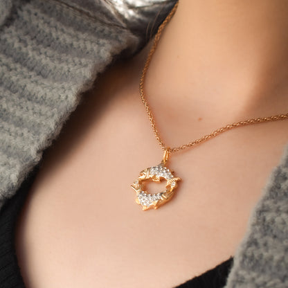 Vintage Gold Electroplated Zodiac Pendant Necklace with Austrian Crystals jewelry image 1