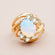 Vintage Ring Austrian Crystals 18k Gold Electroplated Band #R1143