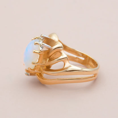 Vintage Ring Austrian Crystals 18k Gold Electroplated Band #R1143