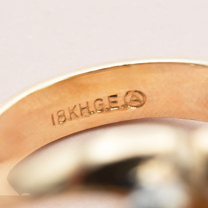 Vintage Ring Austrian Crystals 18k Gold Electroplated Band #R1143