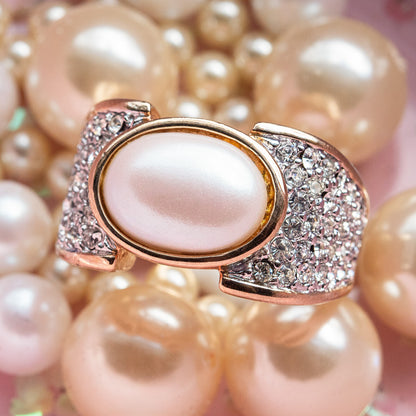 Women's Vintage Ring Genuine Stones, Austrian Crystals Cocktail Ring 18k Yellow Gold Electroplated  R1934