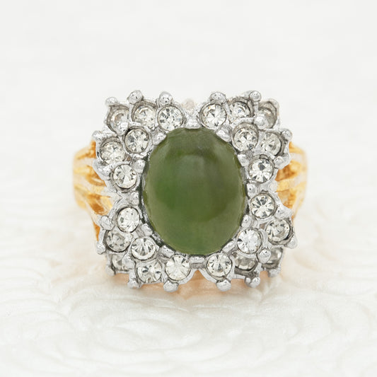 Vintage Ring Genuine Stone or Austrian Crystal Cocktail Ring 18k Gold Antique Womans