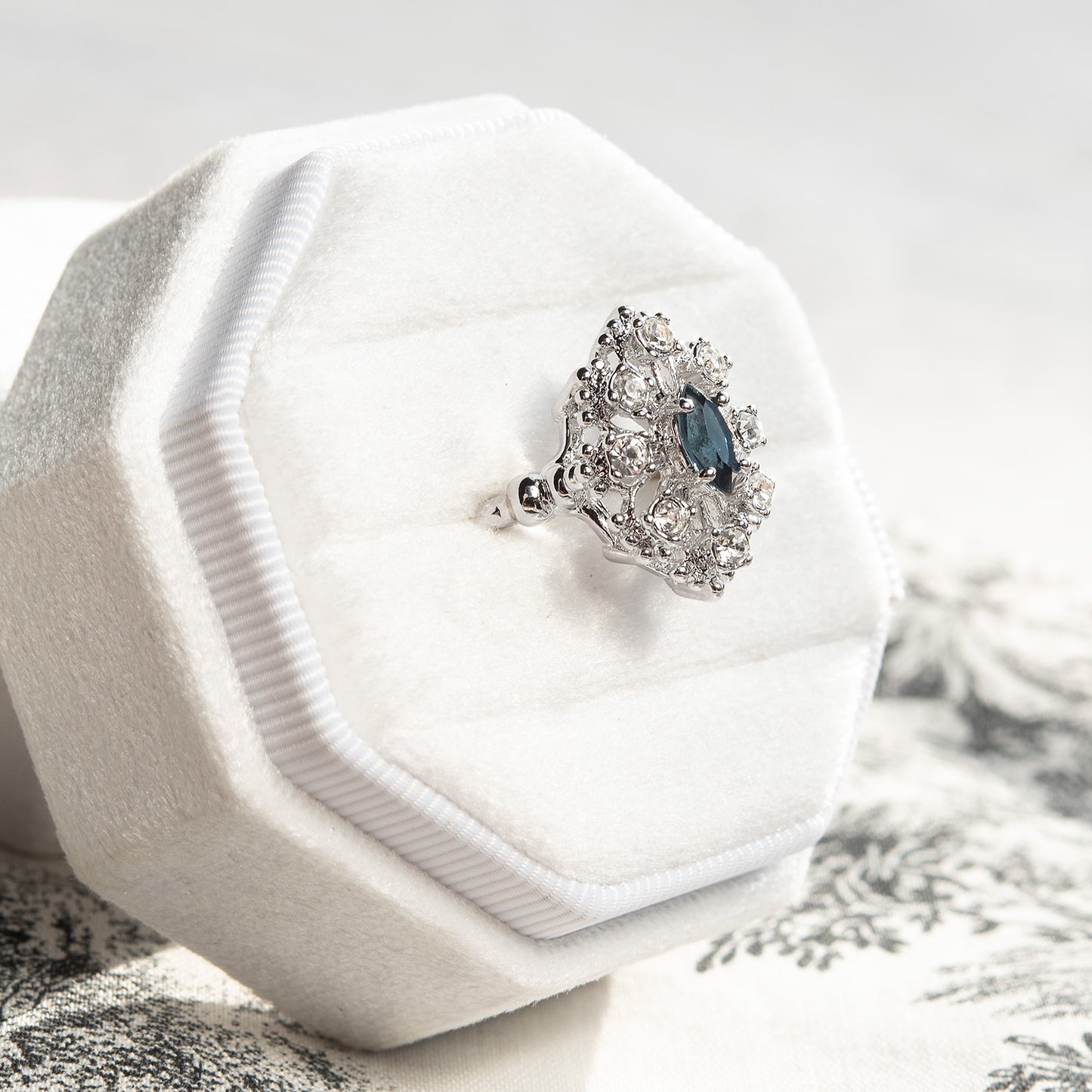Vintage Ring Marquise Cut Center Crystal Surrounded by Pinfire Opals or Clear Crystals Cocktail Ring Antique 18k Gold  R250