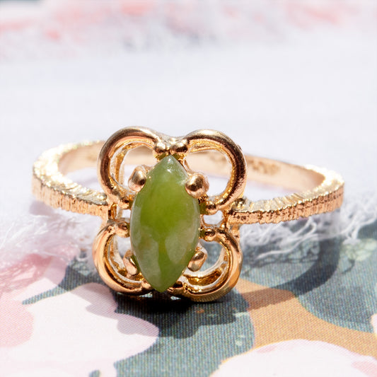 Vintage Marquise Peridot Austrian Crystal Ring - 18k Gold Electroplated, Stamped 18k HGE, Size 13 jewelry image 1